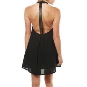 Arden B Black T-Back Metal Studded Halter Dress Size S